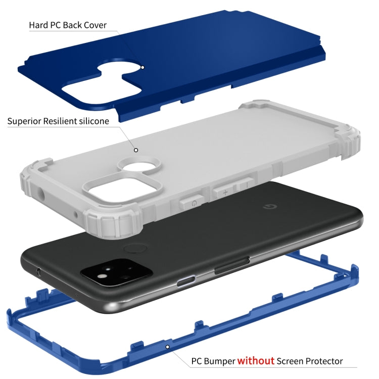 For Google Pixel 5 3 in 1 Shockproof PC + Silicone Protective Case