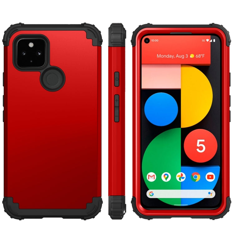 For Google Pixel 5 3 in 1 Shockproof PC + Silicone Protective Case