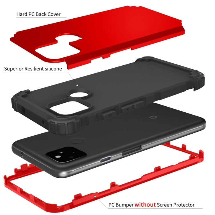 For Google Pixel 5 3 in 1 Shockproof PC + Silicone Protective Case