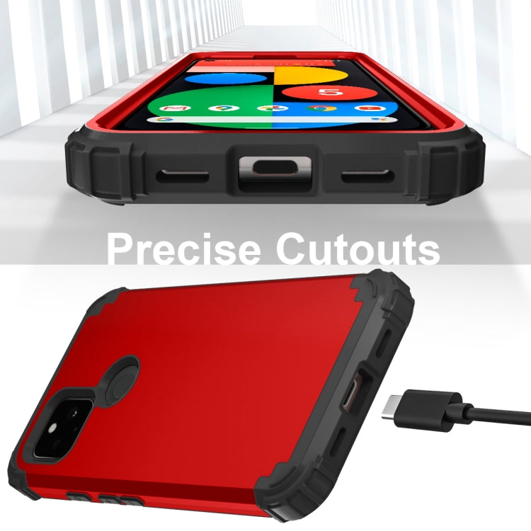 For Google Pixel 5 3 in 1 Shockproof PC + Silicone Protective Case