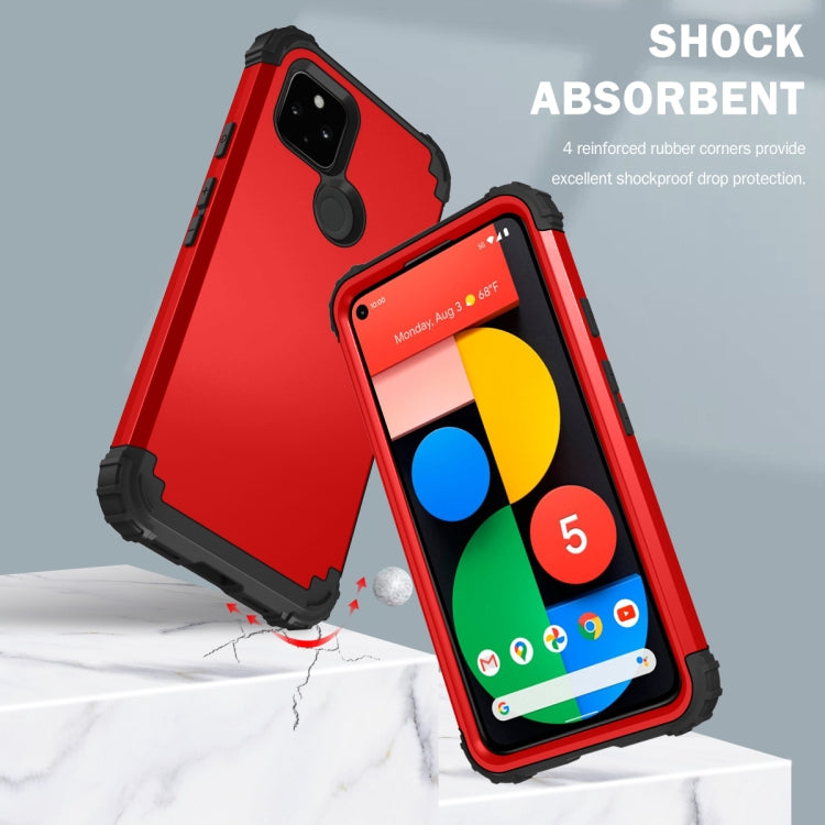 For Google Pixel 5 3 in 1 Shockproof PC + Silicone Protective Case