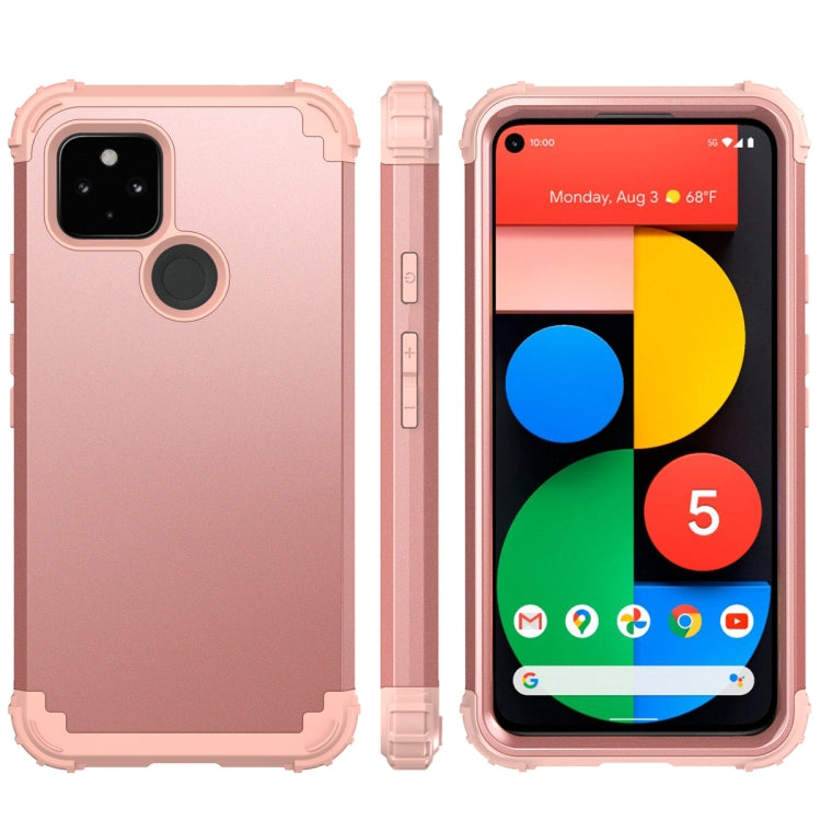 For Google Pixel 5 3 in 1 Shockproof PC + Silicone Protective Case