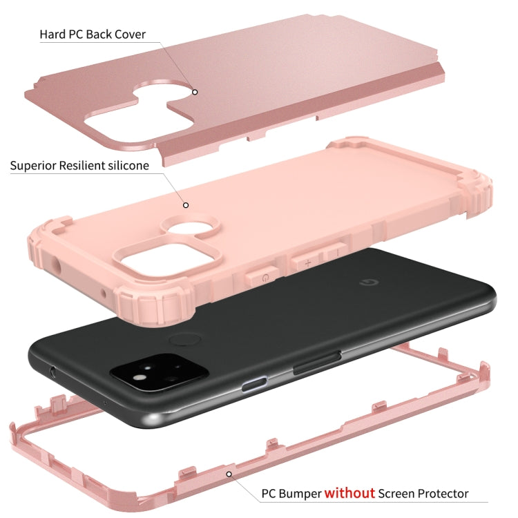 For Google Pixel 5 3 in 1 Shockproof PC + Silicone Protective Case
