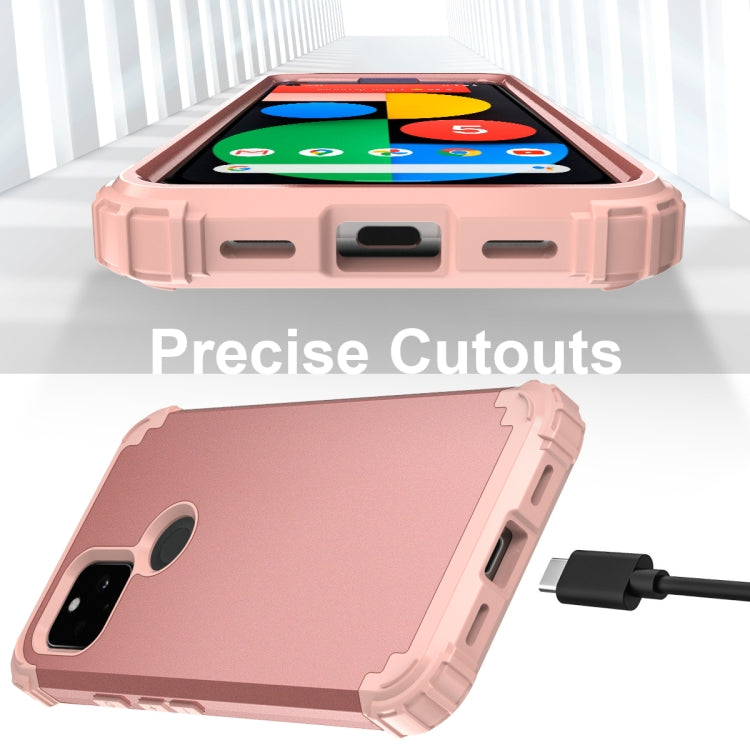 For Google Pixel 5 3 in 1 Shockproof PC + Silicone Protective Case