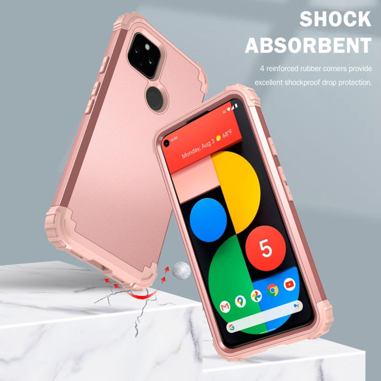 For Google Pixel 5 3 in 1 Shockproof PC + Silicone Protective Case