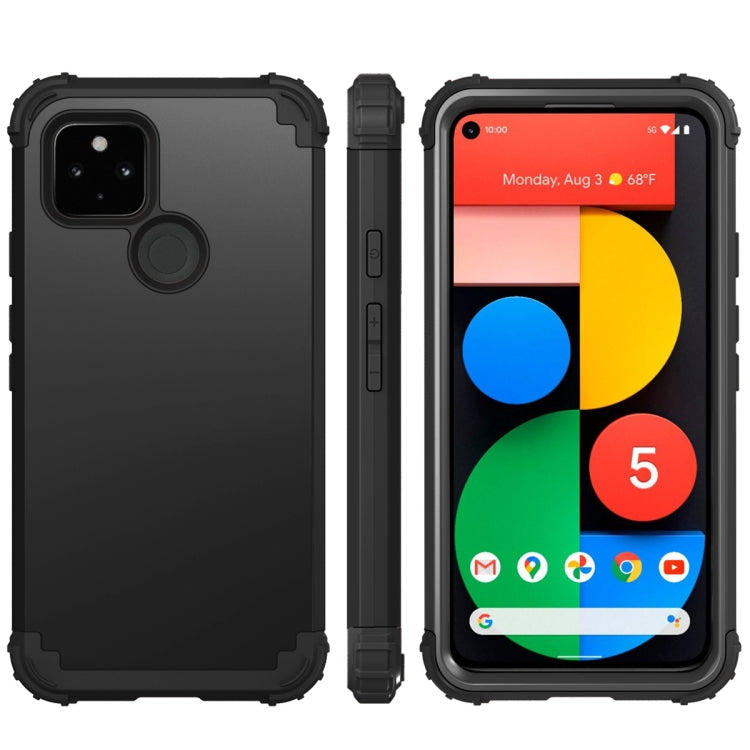 For Google Pixel 5 3 in 1 Shockproof PC + Silicone Protective Case