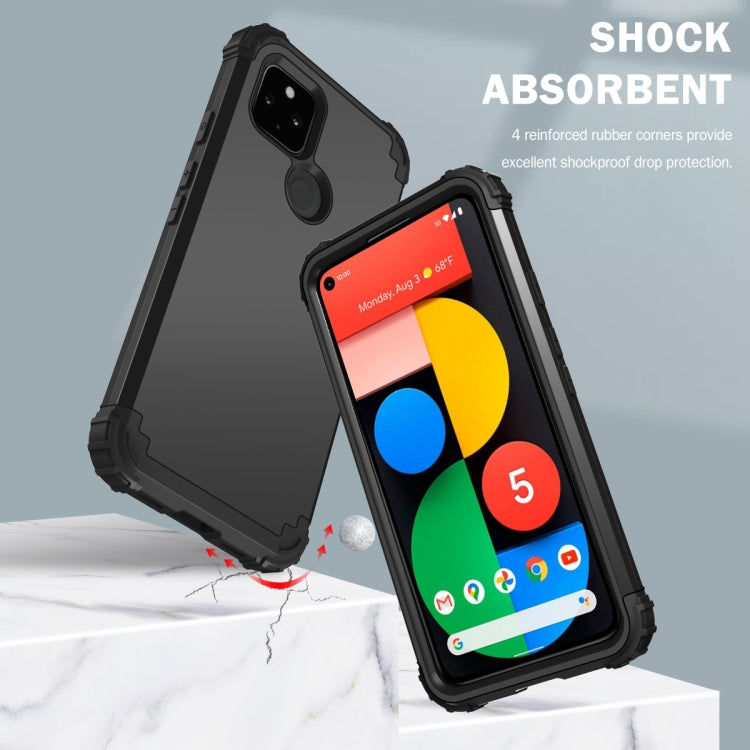 For Google Pixel 5 3 in 1 Shockproof PC + Silicone Protective Case