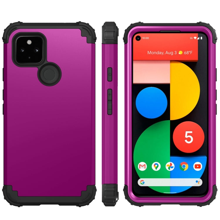 For Google Pixel 5 3 in 1 Shockproof PC + Silicone Protective Case