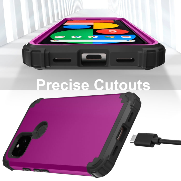 For Google Pixel 5 3 in 1 Shockproof PC + Silicone Protective Case