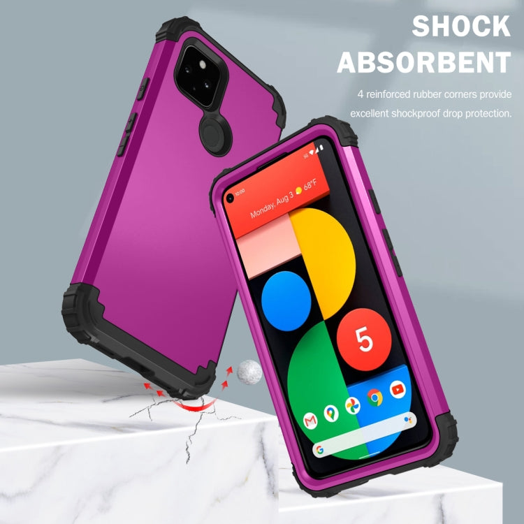 For Google Pixel 5 3 in 1 Shockproof PC + Silicone Protective Case