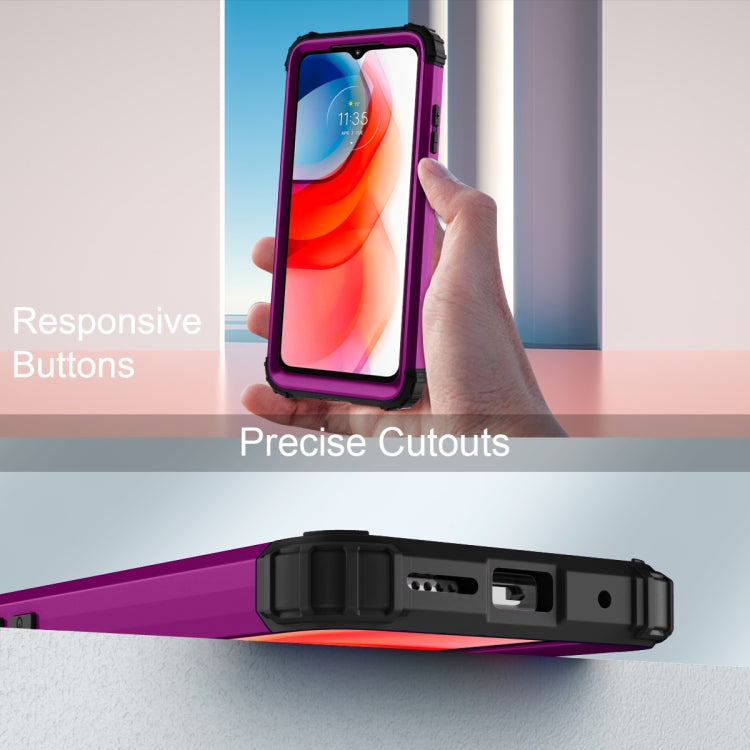For Motorola Moto G Play 2021 3 in 1 Shockproof PC + Silicone Protective Case