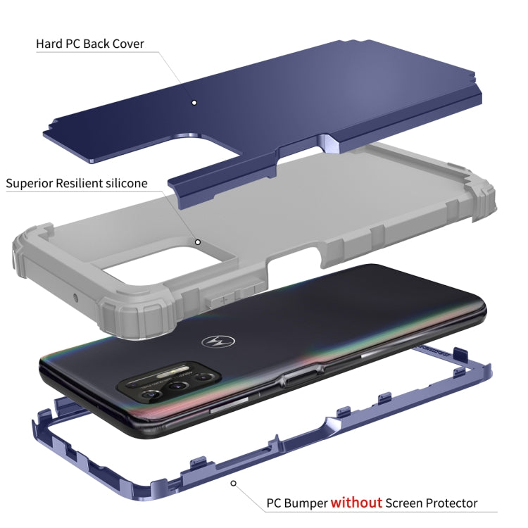For Motorola Moto G Stylus 2021 3 in 1 Shockproof PC + Silicone Protective Case