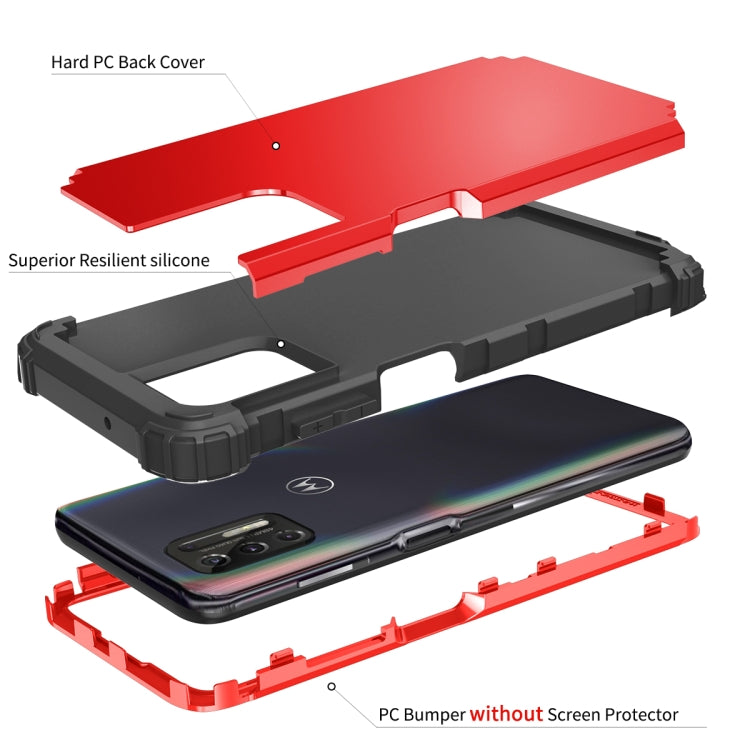 For Motorola Moto G Stylus 2021 3 in 1 Shockproof PC + Silicone Protective Case