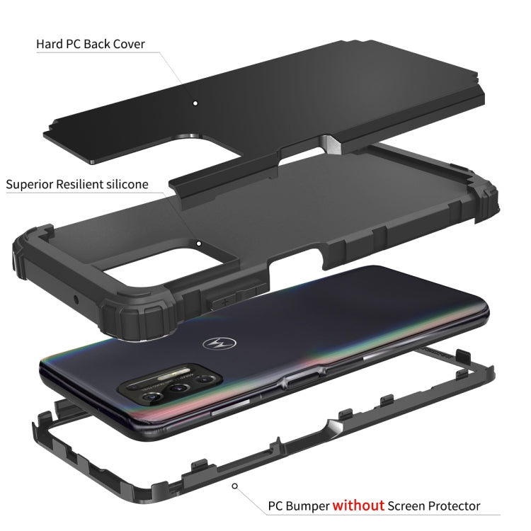 For Motorola Moto G Stylus 2021 3 in 1 Shockproof PC + Silicone Protective Case