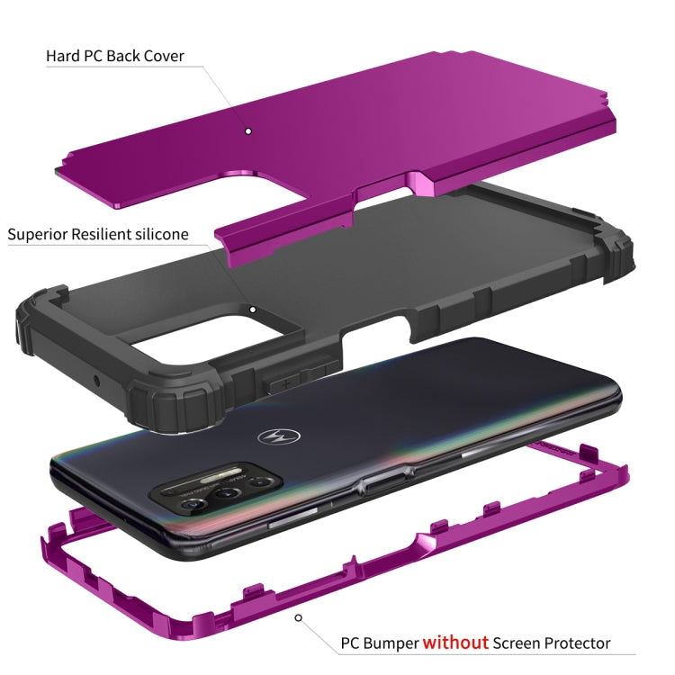 For Motorola Moto G Stylus 2021 3 in 1 Shockproof PC + Silicone Protective Case