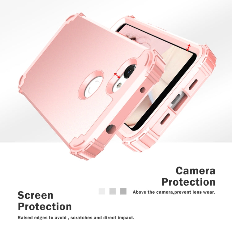 For Google Pixel 3a XL 3 in 1 Shockproof PC + Silicone Protective Case