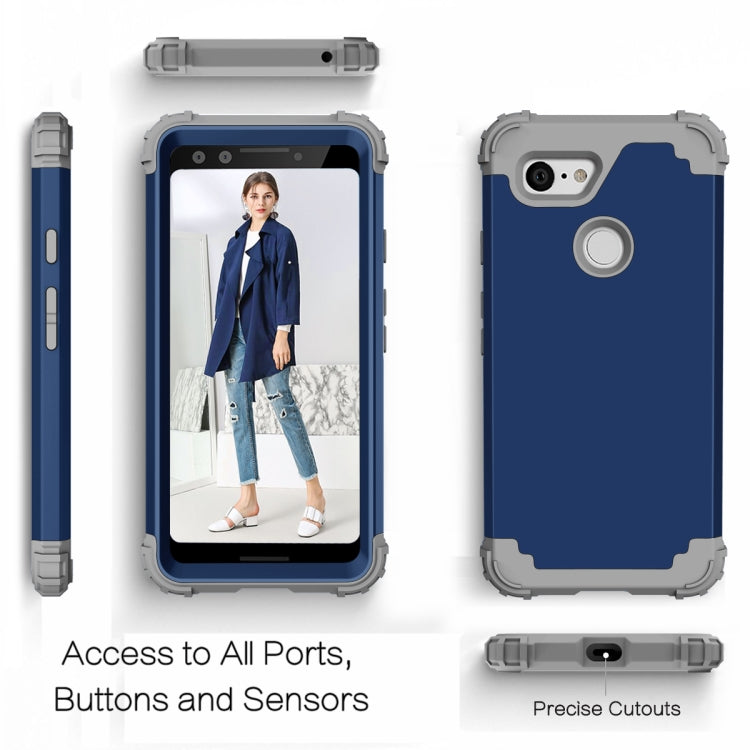 For Google Pixel 3 3 in 1 Shockproof PC + Silicone Protective Case