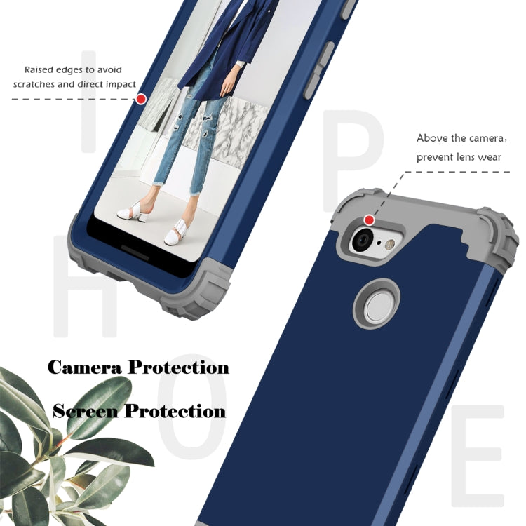 For Google Pixel 3 3 in 1 Shockproof PC + Silicone Protective Case