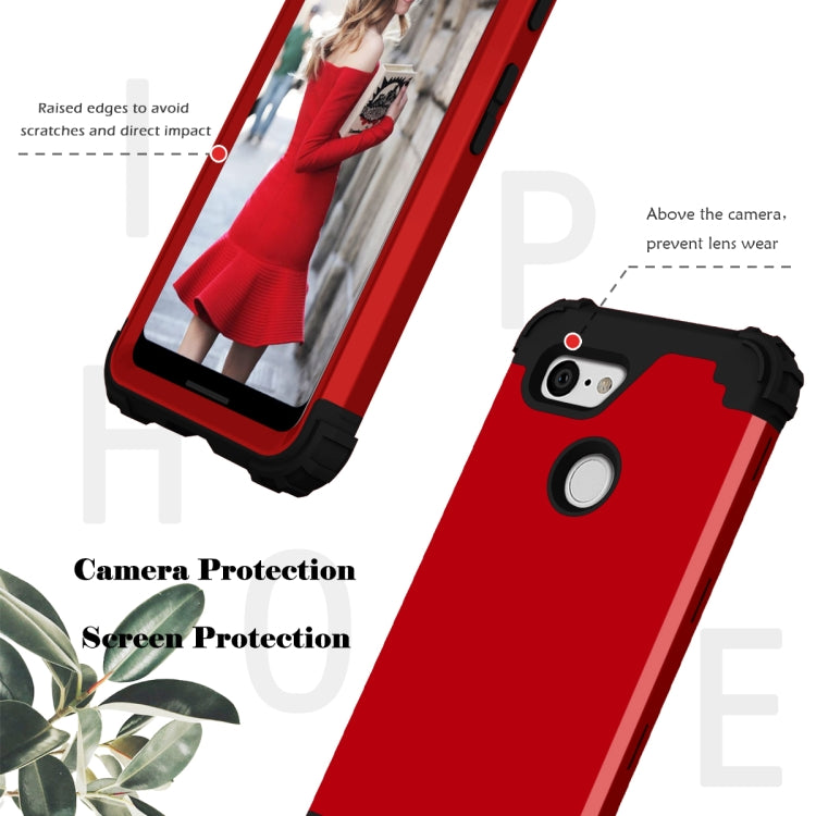 For Google Pixel 3 3 in 1 Shockproof PC + Silicone Protective Case