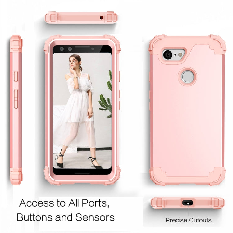 For Google Pixel 3 3 in 1 Shockproof PC + Silicone Protective Case