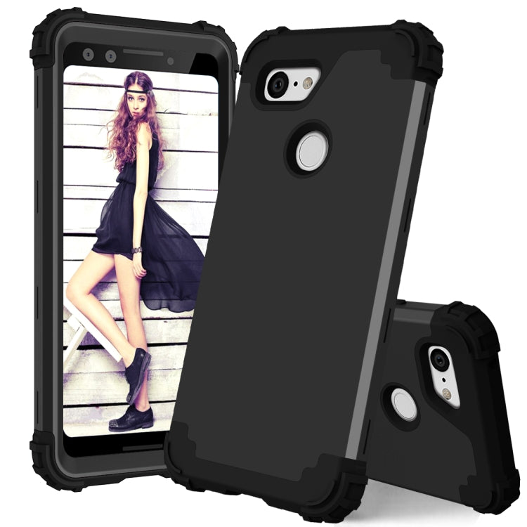 For Google Pixel 3 3 in 1 Shockproof PC + Silicone Protective Case