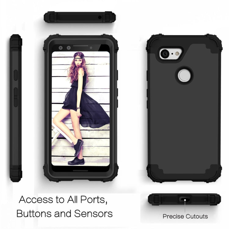 For Google Pixel 3 3 in 1 Shockproof PC + Silicone Protective Case