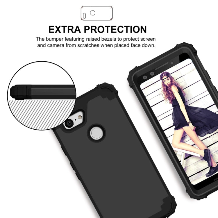 For Google Pixel 3 3 in 1 Shockproof PC + Silicone Protective Case
