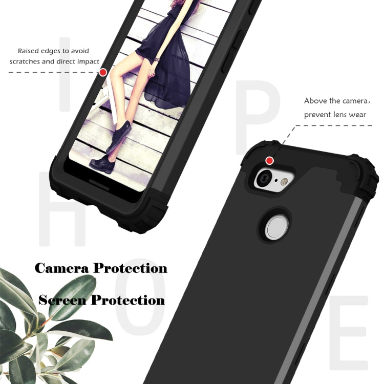 For Google Pixel 3 3 in 1 Shockproof PC + Silicone Protective Case