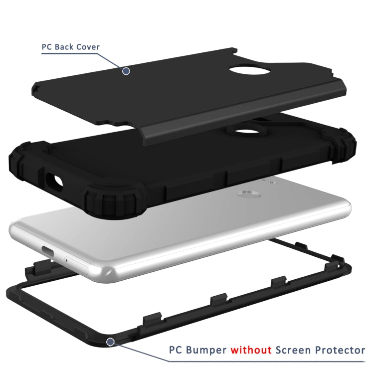 For Google Pixel 3 3 in 1 Shockproof PC + Silicone Protective Case