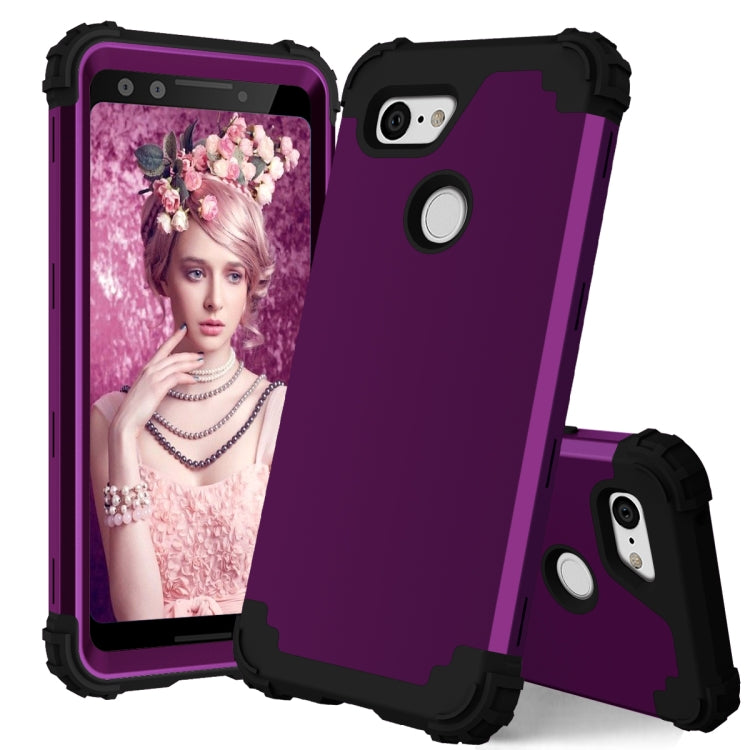 For Google Pixel 3 3 in 1 Shockproof PC + Silicone Protective Case