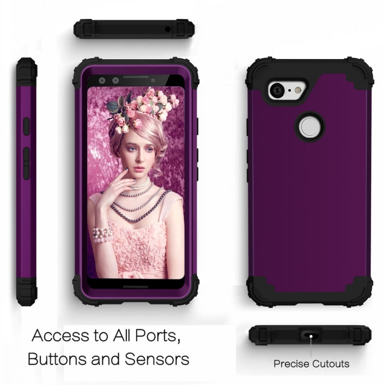 For Google Pixel 3 3 in 1 Shockproof PC + Silicone Protective Case