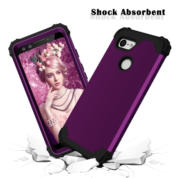 For Google Pixel 3 3 in 1 Shockproof PC + Silicone Protective Case