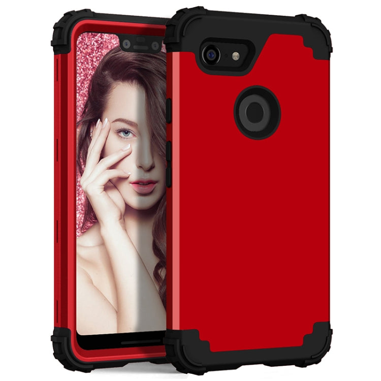 For Google Pixel 3 XL 3 in 1 Shockproof PC + Silicone Protective Case