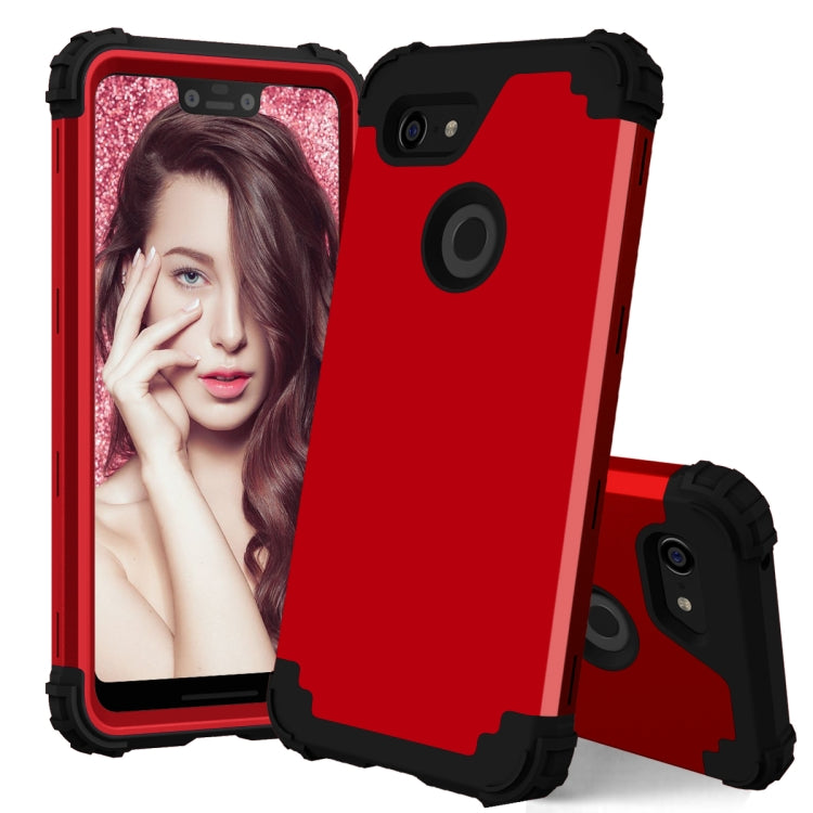 For Google Pixel 3 XL 3 in 1 Shockproof PC + Silicone Protective Case