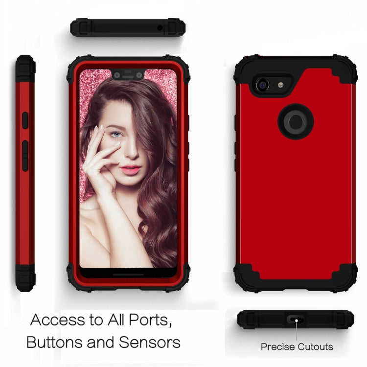 For Google Pixel 3 XL 3 in 1 Shockproof PC + Silicone Protective Case