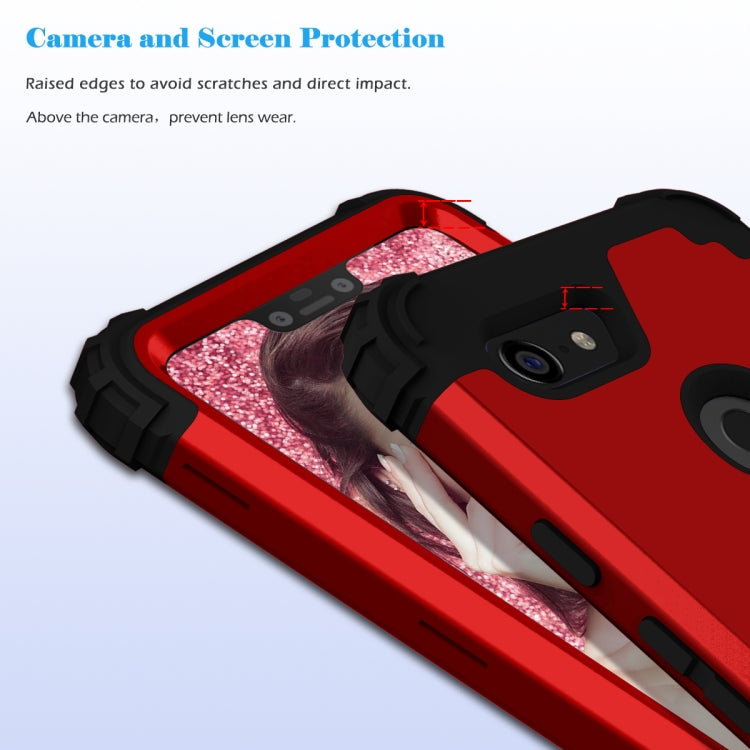 For Google Pixel 3 XL 3 in 1 Shockproof PC + Silicone Protective Case
