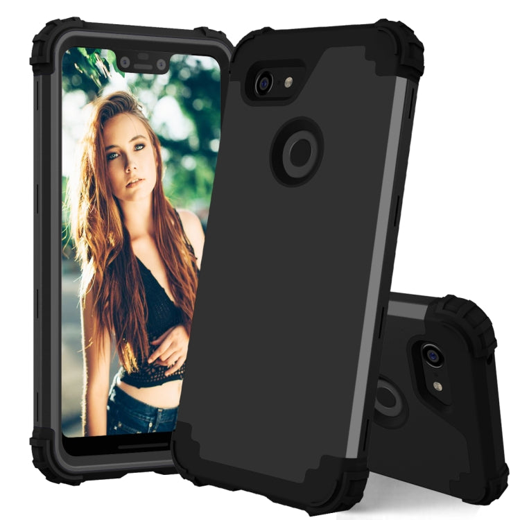 For Google Pixel 3 XL 3 in 1 Shockproof PC + Silicone Protective Case