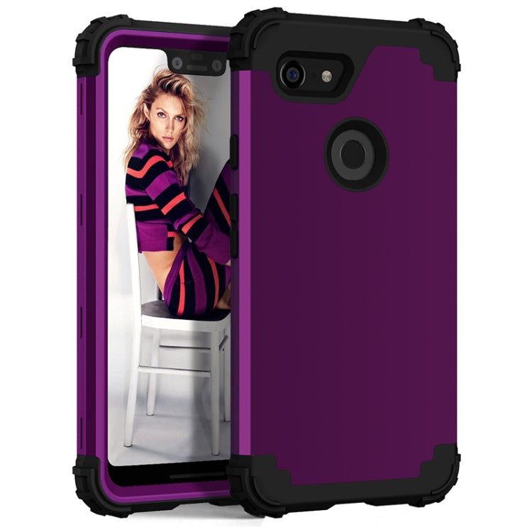 For Google Pixel 3 XL 3 in 1 Shockproof PC + Silicone Protective Case