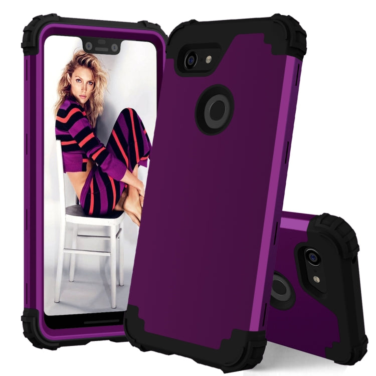 For Google Pixel 3 XL 3 in 1 Shockproof PC + Silicone Protective Case