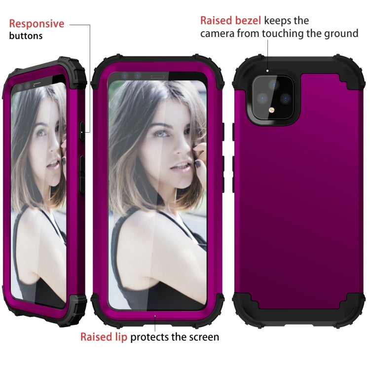For Google Pixel 4 3 in 1 Shockproof PC + Silicone Protective Case