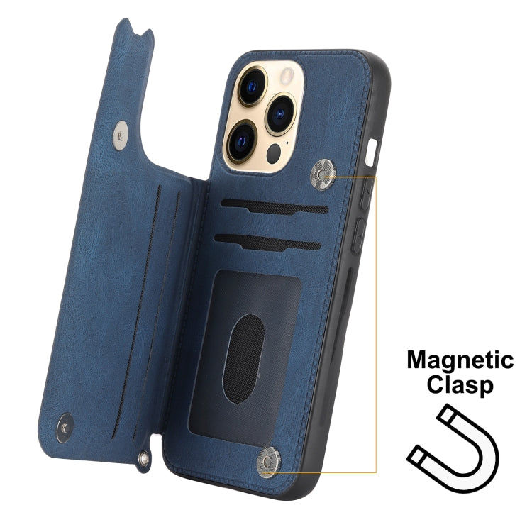 For iPhone 13 Pro Mandala Embossed PU + TPU Case with Holder & Card Slots & Photo Frame & Hand Strap