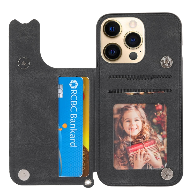 For iPhone 13 Pro Max Mandala Embossed PU + TPU Case with Holder & Card Slots & Photo Frame & Hand Strap