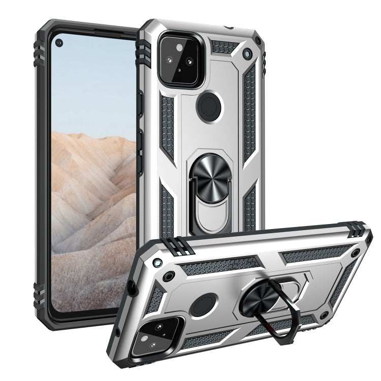 For Google Pixel 5a 5G Shockproof TPU + PC Protective Case with 360 Degree Rotating Holder
