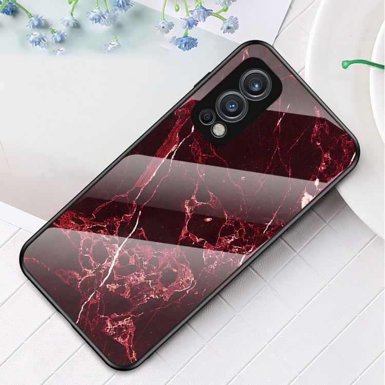 For OnePlus Nord 2 5G Marble Pattern Glass + TPU Protective Case
