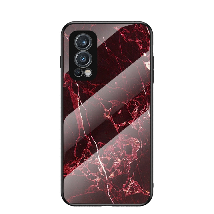 For OnePlus Nord 2 5G Marble Pattern Glass + TPU Protective Case