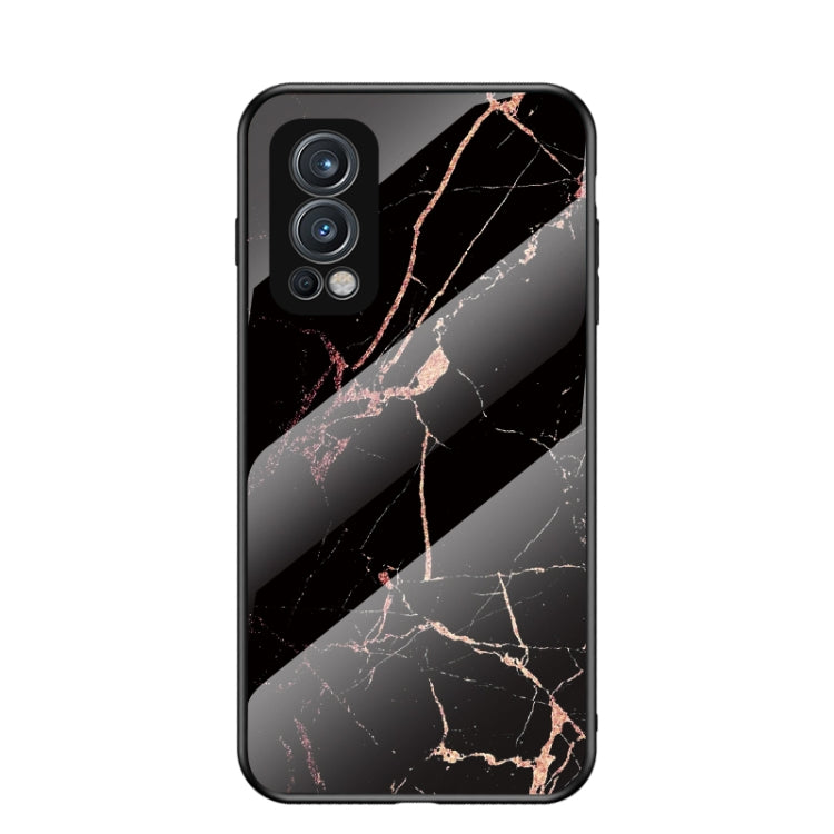 For OnePlus Nord 2 5G Marble Pattern Glass + TPU Protective Case