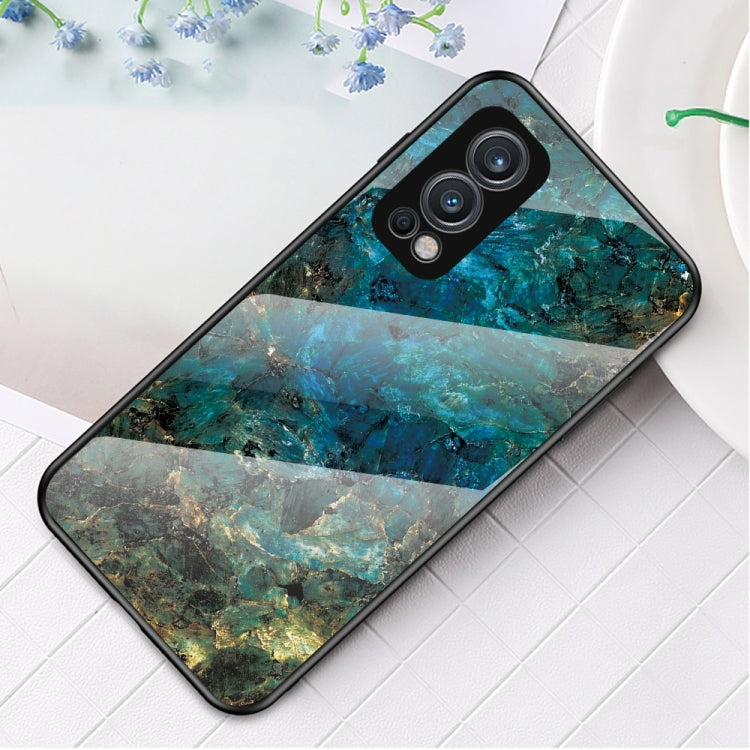For OnePlus Nord 2 5G Marble Pattern Glass + TPU Protective Case