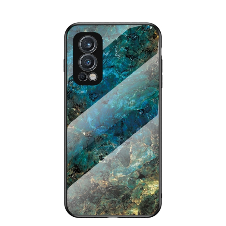 For OnePlus Nord 2 5G Marble Pattern Glass + TPU Protective Case
