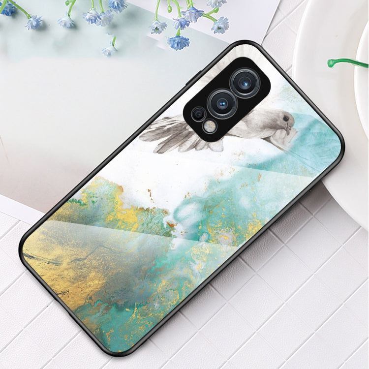 For OnePlus Nord 2 5G Marble Pattern Glass + TPU Protective Case