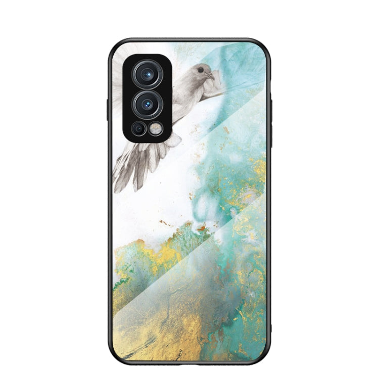 For OnePlus Nord 2 5G Marble Pattern Glass + TPU Protective Case